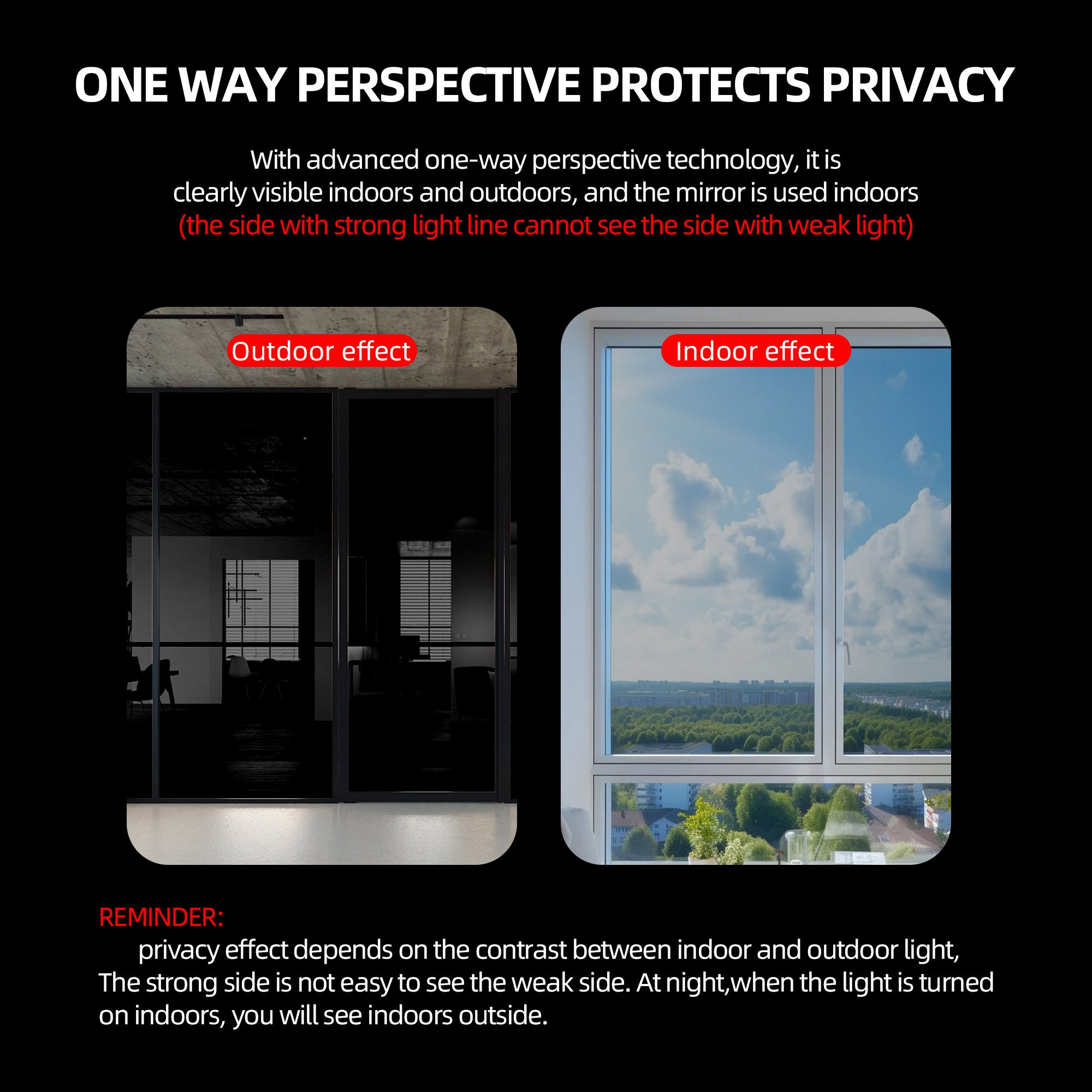 1.52*30M VLT5% One Way Black Silver Building Glass Solar Control Reflective Mirror Effect Decoration Window Tint Film Made PET