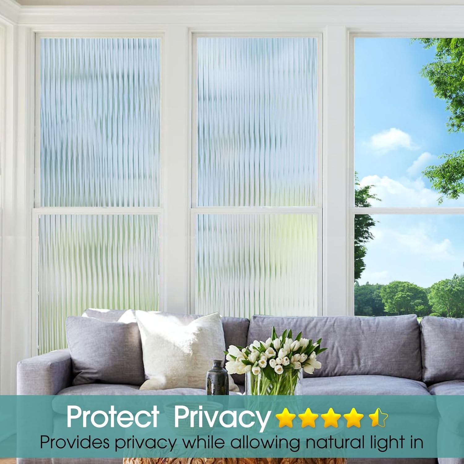 UDK Wholesale Price Fluted Adhesive Reeded Glass Window Film Translucence Privacy reeded glass sticker