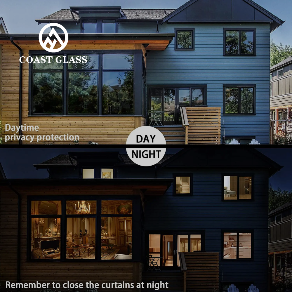 One Way Vision Blue Black Silver Color Privacy Vinyl One Way Mirror Film for Windows
