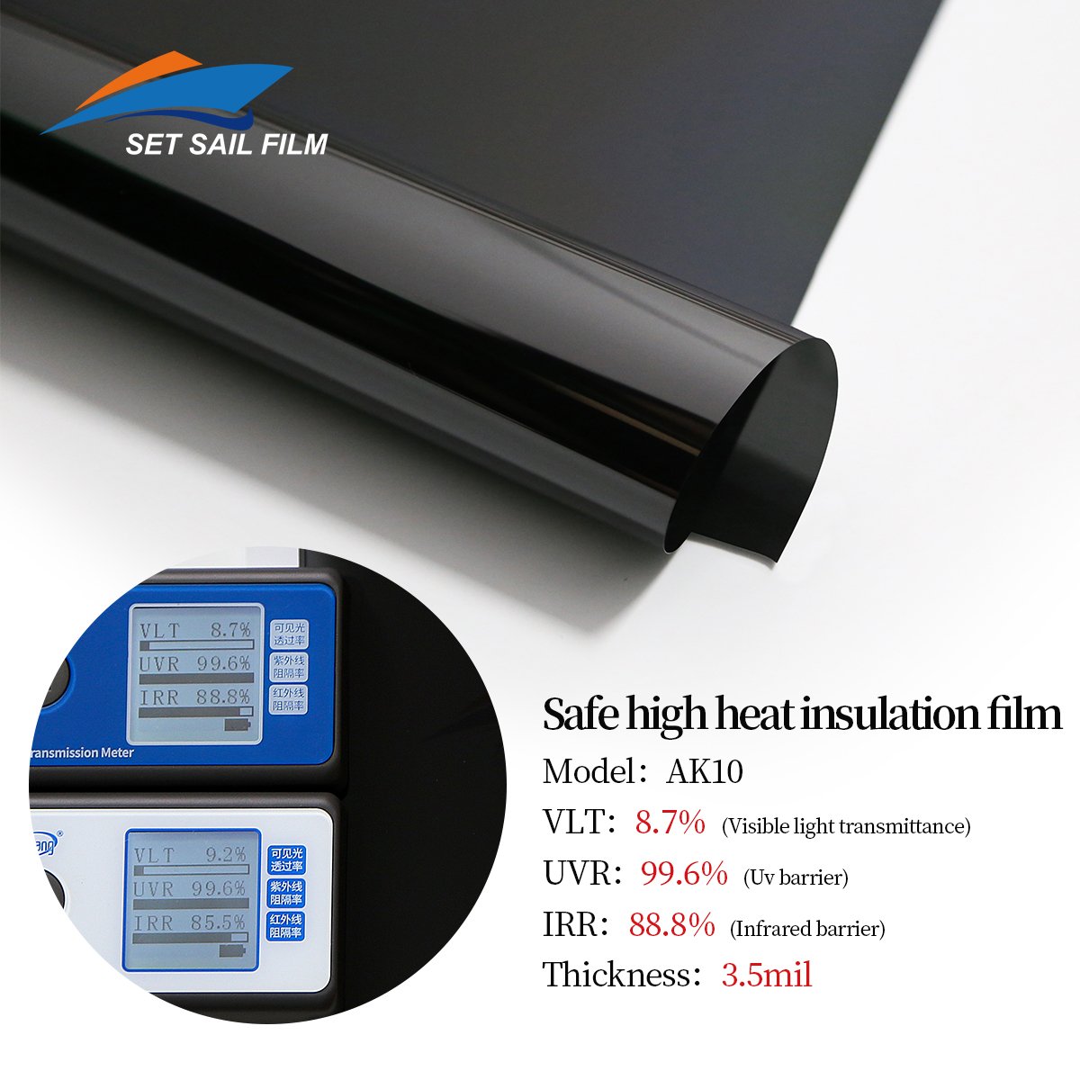 AK10 Glass Films Manufacturer Nano Ceramic Tint Safety Protection Decorative Film For Automotive Window Film