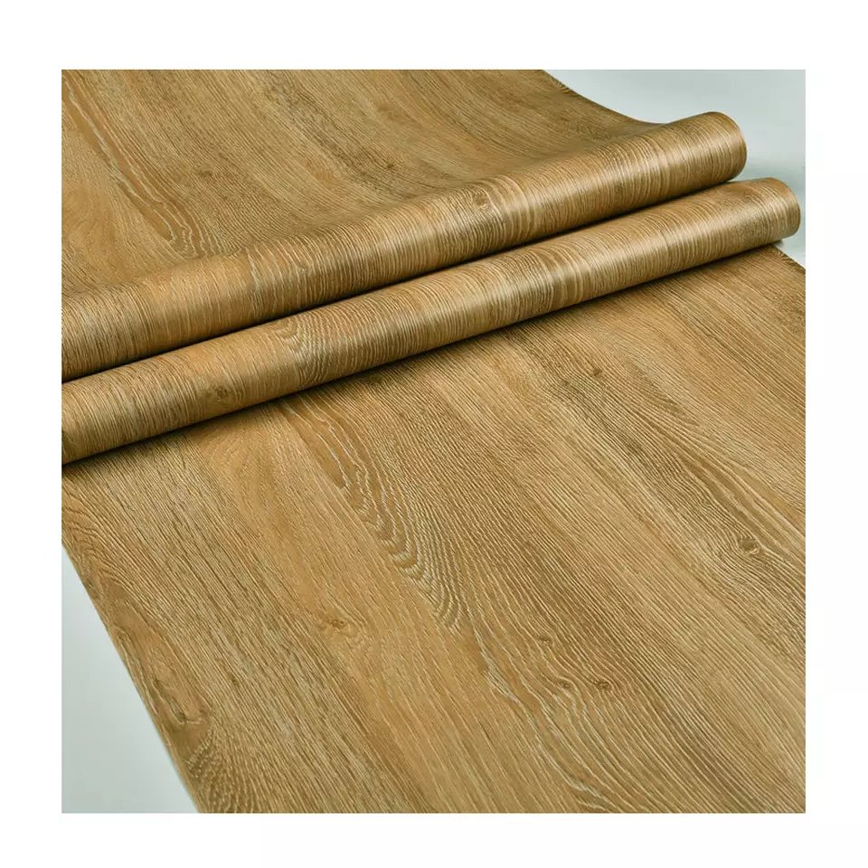 Factory direct sale high gloss wood gain self adhesive PVC film roll and PVC lamination film for furniture