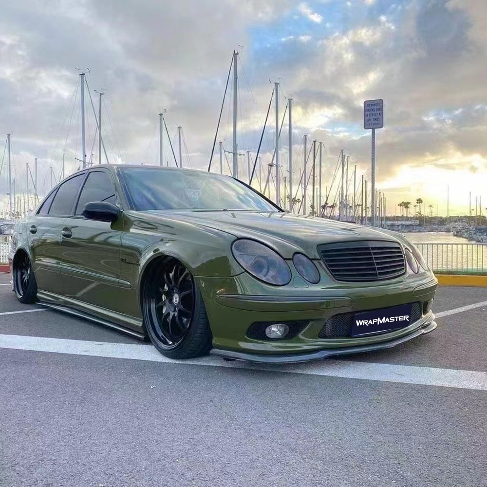 WRAPMASTER 1.52*18m Car Decoration PET Liner Fighting Green Super Gloss Painting Foil PVC Full Body Vinyl Wrap