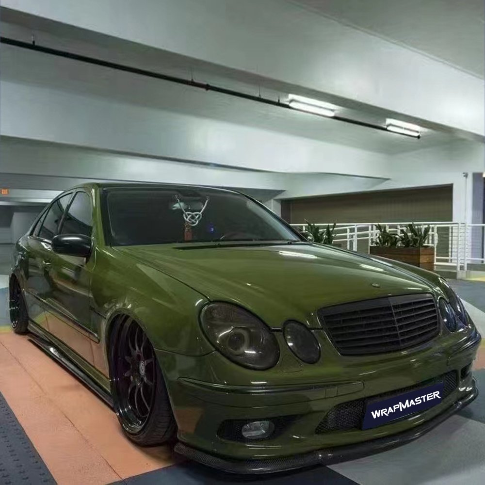 WRAPMASTER 1.52*18m Car Decoration PET Liner Fighting Green Super Gloss Painting Foil PVC Full Body Vinyl Wrap