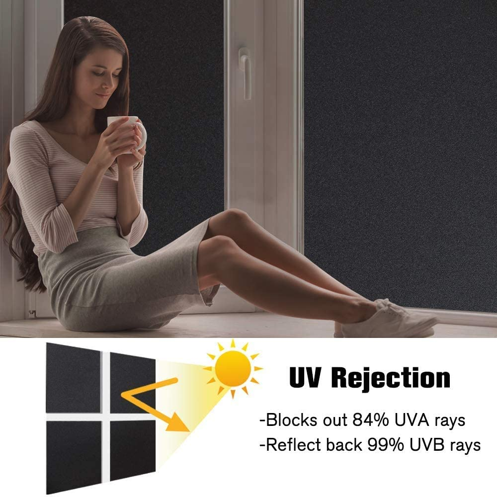 50cm*30m no glue removable static cling total blackout privacy window film 100% UV rejection black window glass covering