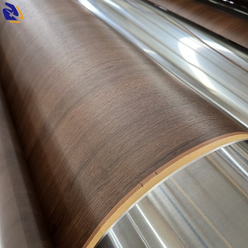Brown Natural Wood Laminated Decorative Films PVC Wood Texture Film Laminating Wooden PVC Films For Furniture PVC Wall Panels