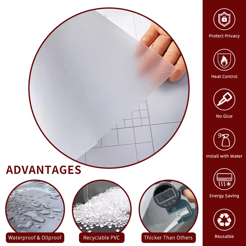 Frosted Window Film For Home Office Matte White Glass Tint Heat Control Decorative Film Privacy Building Window Film
