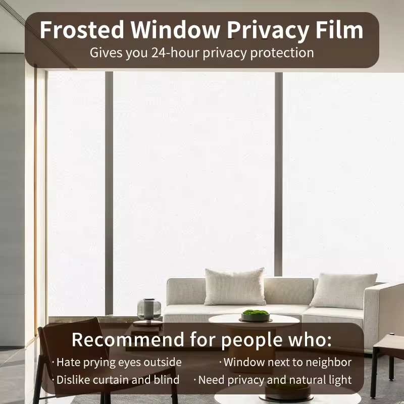 Frosted Window Film For Home Office Matte White Glass Tint Heat Control Decorative Film Privacy Building Window Film