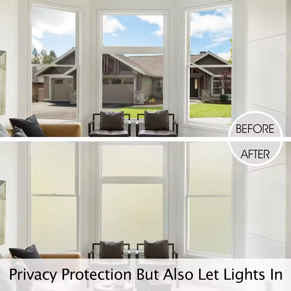 Frosted Window Film For Home Office Matte White Glass Tint Heat Control Decorative Film Privacy Building Window Film