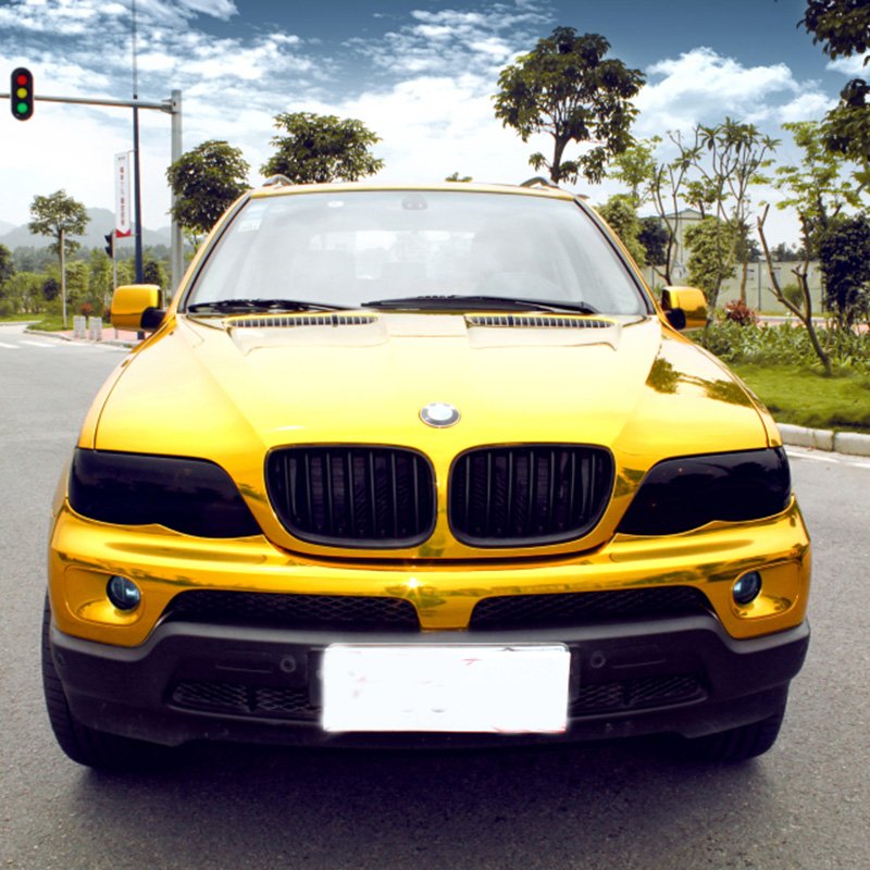 WRAPMASTER 1.52*18m PET Liner Super Stretch Mirror Gold Chrome Car Wrap Vinyl Wrap Car Sticker Car wrapping