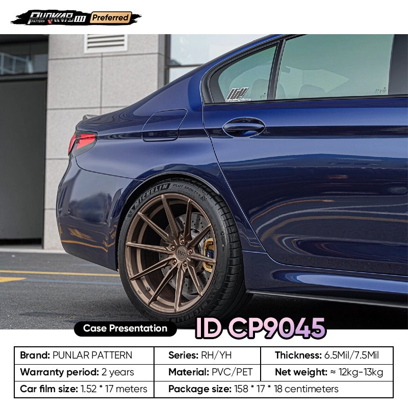 Factory Original Color Blue Car Wrap Vinyl PET High-Gloss PVC Film 1.52CM Car Stickers Waterproof Color-Changing Film
