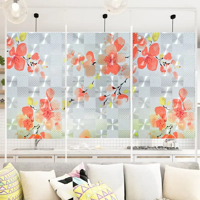Heat Insulation Colorful Printed Self Adhesive Decorative Window Tinting Glass Film for Home Usage