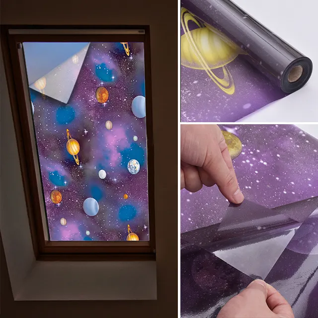 Heat Insulation Colorful Printed Self Adhesive Decorative Window Tinting Glass Film for Home Usage