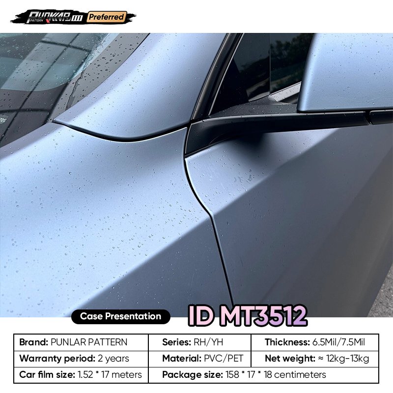 Matte Gloss Ghost Metal Blue Car Wrap Vinyl PET Material PVC Film 1.52CM Width Car Stickers Waterproof Color Film