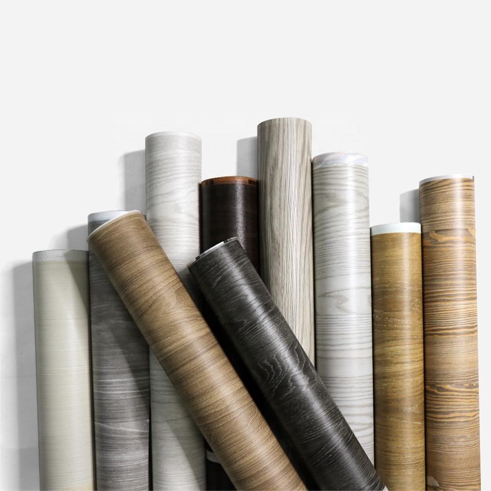 Self adhesive PVC Wood Grain vinyl wrap Stickers Home Office Furniture Decorative Film Factory supply