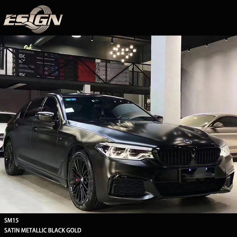 SATIN METALLIC BLACK GOLD Car Wrap Vinyl Film Vehicle Decoration Water Proof UV Resistant Long Durability Good Viscosity