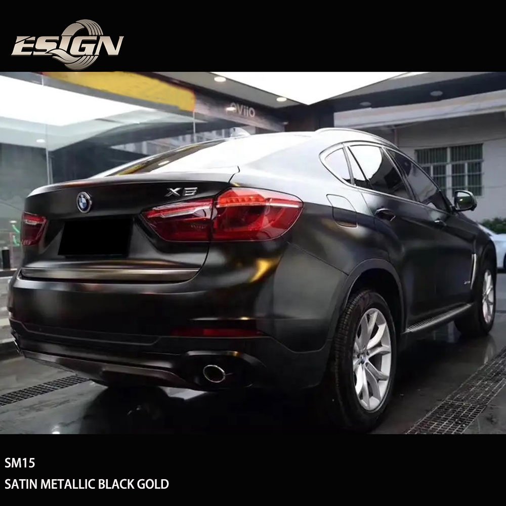 SATIN METALLIC BLACK GOLD Car Wrap Vinyl Film Vehicle Decoration Water Proof UV Resistant Long Durability Good Viscosity