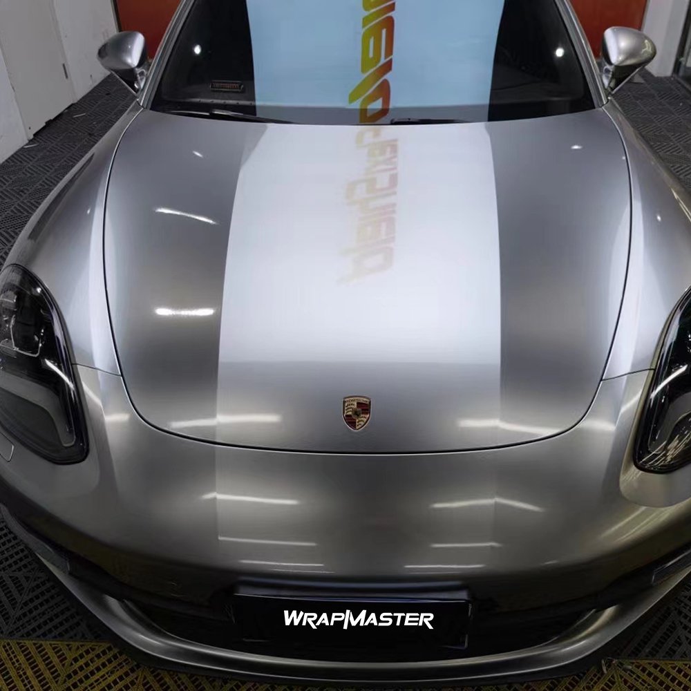 WRAPMASTER 5*59FT Air Bubble Free PET Backing Metal Paint Silver Car Wrap Cost Metallic Vinyl Car Wrap Stickers