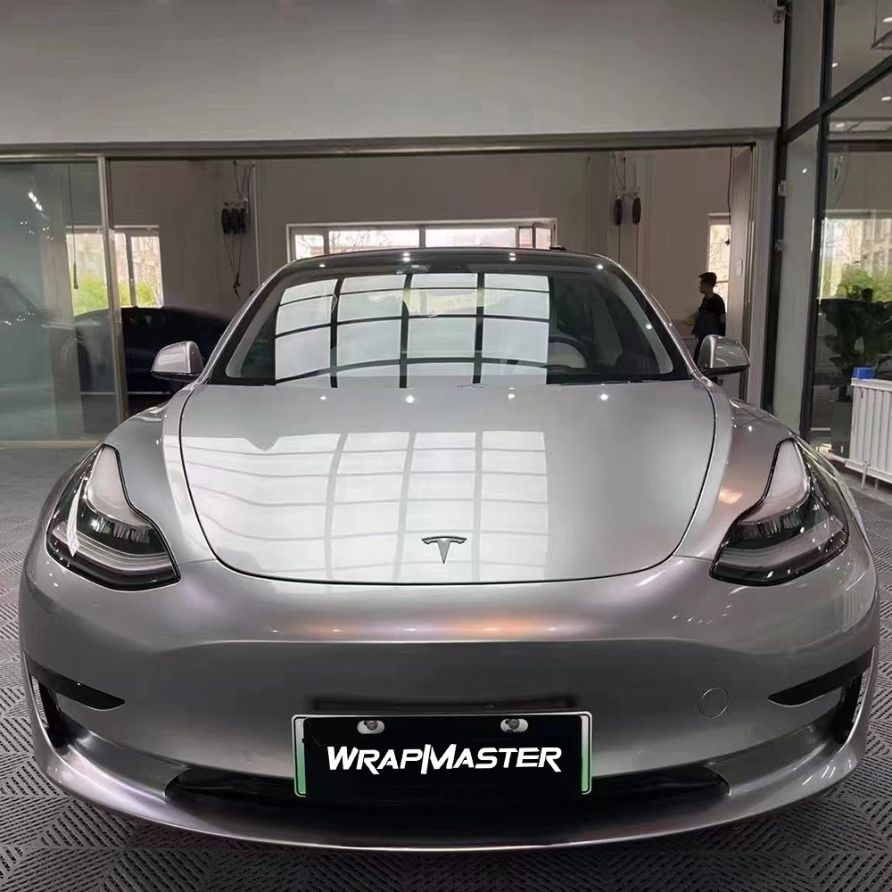 WRAPMASTER 5*59FT Air Bubble Free PET Backing Metal Paint Silver Car Wrap Cost Metallic Vinyl Car Wrap Stickers