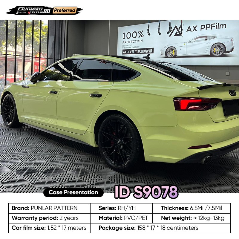 Customizable OEM Yellow PET Vinyl Film High-Gloss PVC Film 1.52 Cm Wide Waterproof Color-Changing Film