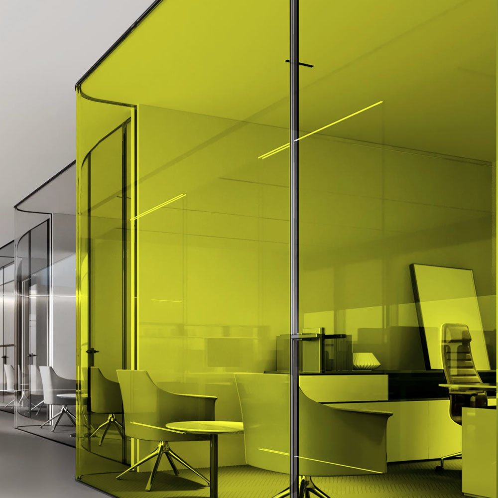 High Quality Lemon Yellow Unidirectional Mirror Reflective Architectural Window Film Heat Proof Anti-Scratch PET Decorative