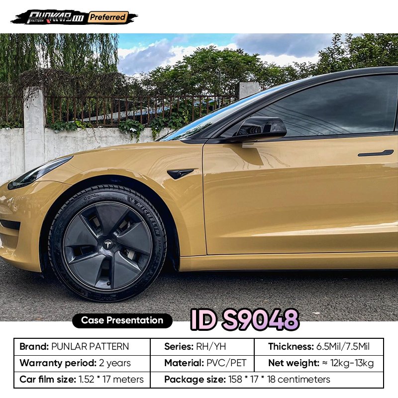 Customizable OEM Yellow PET Vinyl Film High-Gloss PVC Film 1.52 Cm Wide Waterproof Color-Changing Film