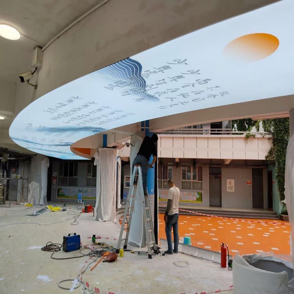 Interior Led Light Decorative Films Pvc Translucent 3d Effect custom Uv Printed Stretch Ceiling Film for luxury office