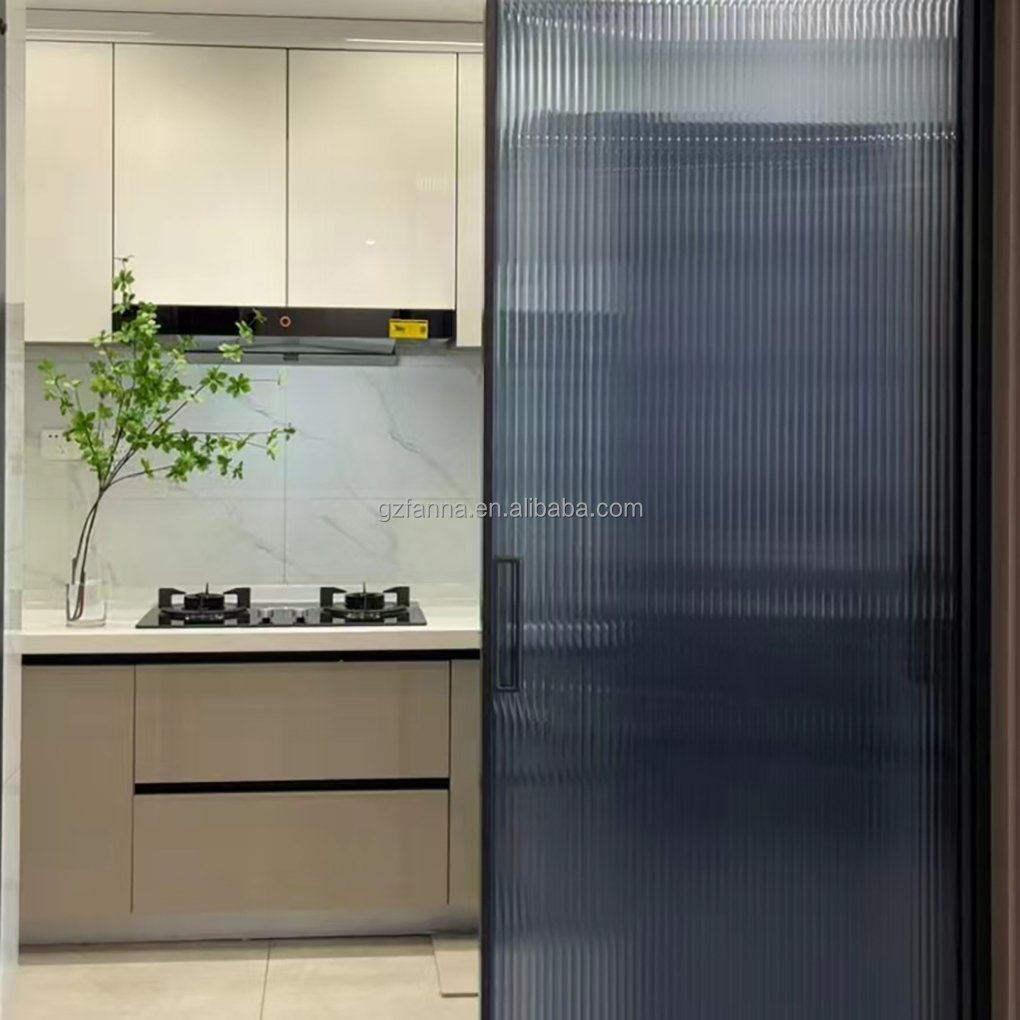 FANNA Bedroom kitchen living room door reeded glass looking film PET Decoration Films for bathroom door glass