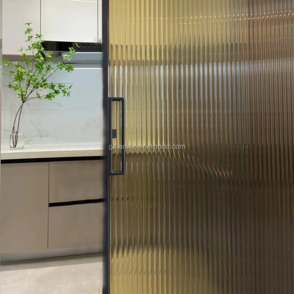 FANNA Bedroom kitchen living room door reeded glass looking film PET Decoration Films for bathroom door glass