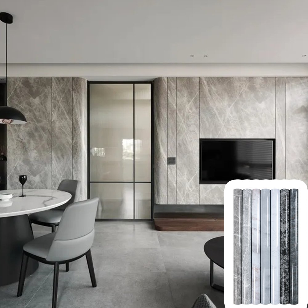 PVC marble stone pattern film wall panel PETG film foil furniture wardrobe with marble decorative film manufacturer