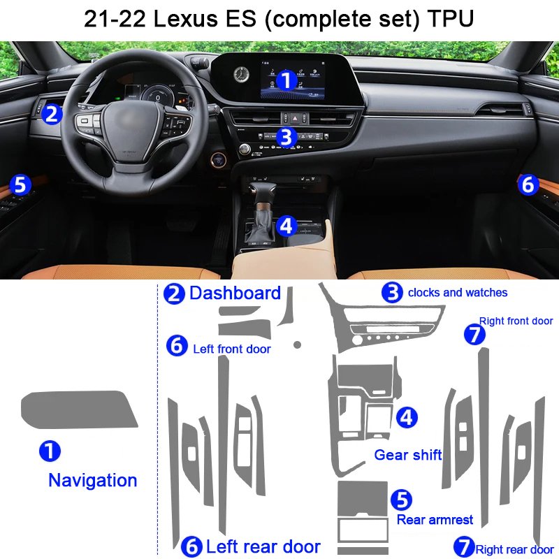 Tpu Transparent Film for Lexus RX ES LS Car Interior Sticker Center Console Air Outlet Gear Navigation Dashboard Door Panel