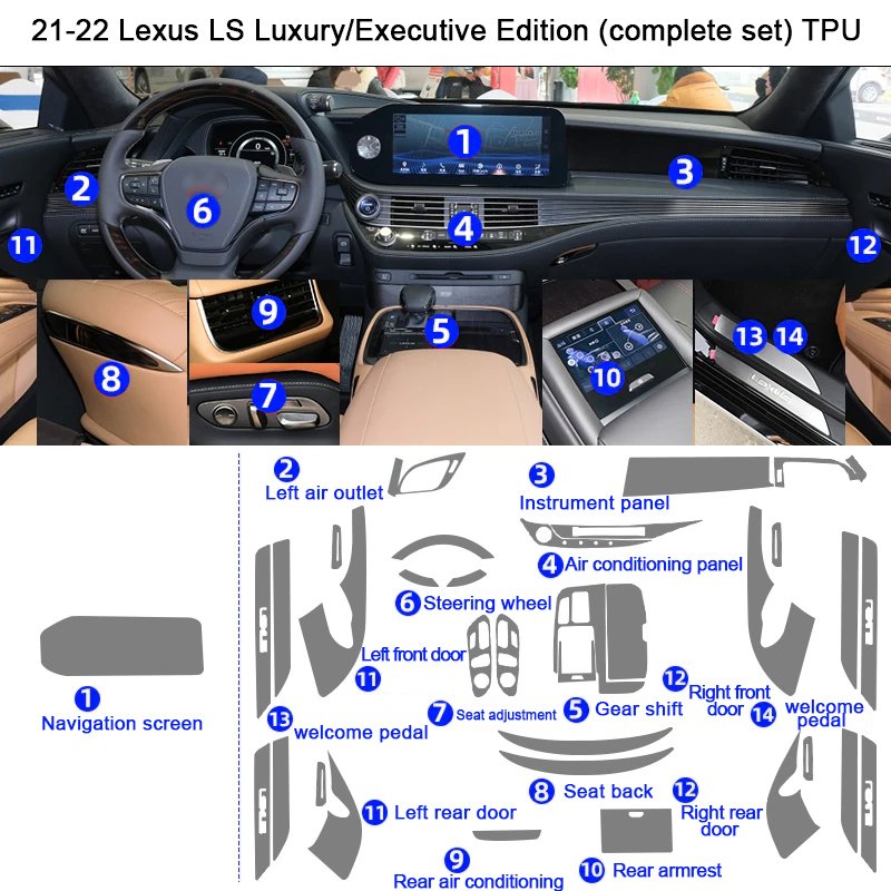 Tpu Transparent Film for Lexus RX ES LS Car Interior Sticker Center Console Air Outlet Gear Navigation Dashboard Door Panel