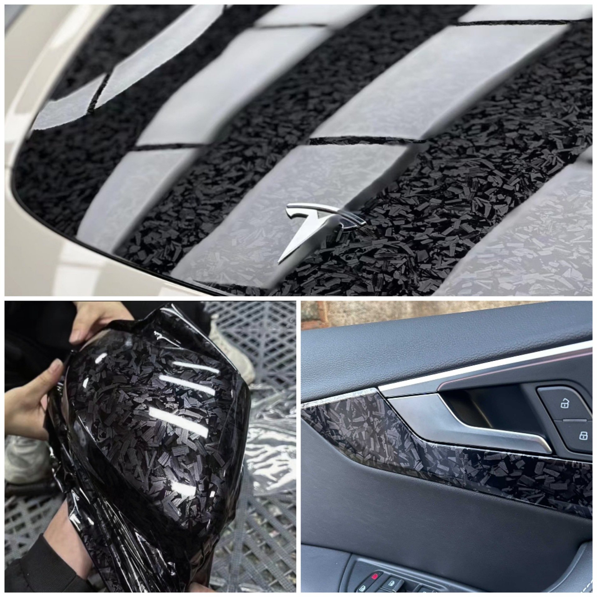 Forged Carbon Fiber Vinyl Wrap, Auto DIY Decal Film Sheet with Air Release Technology, Self-Adhesive Car Wrapping