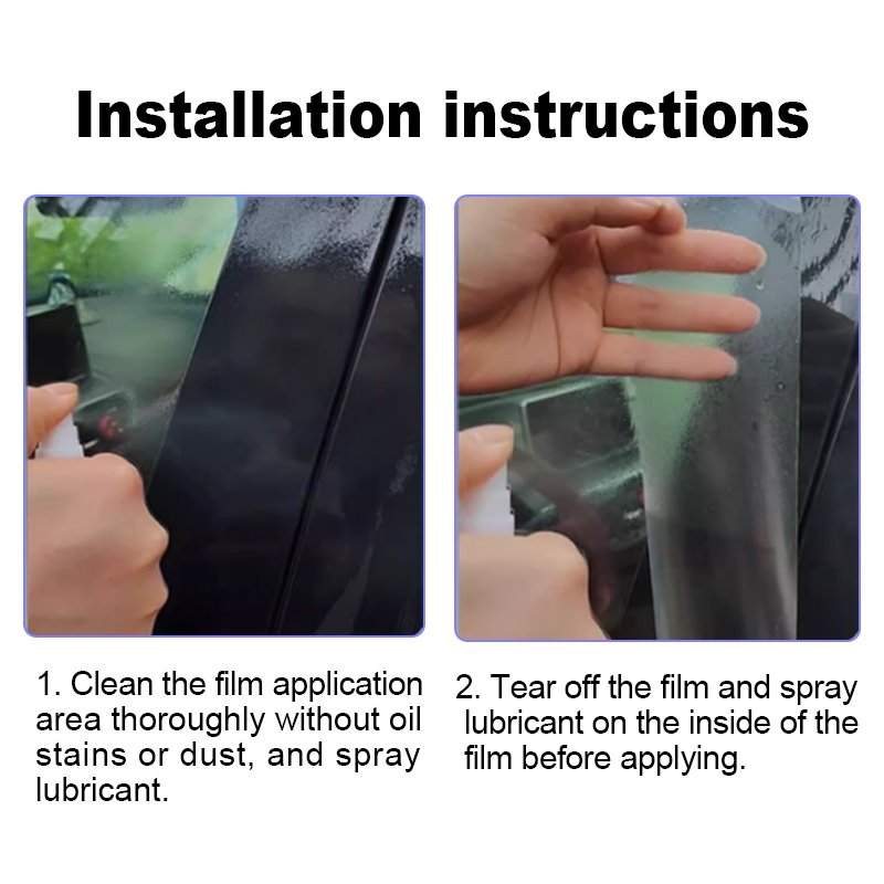 Suitable for Tesla Cybertruck 2024-Up TPU transparent exterior window BC center column decorative strip rearview mirror film