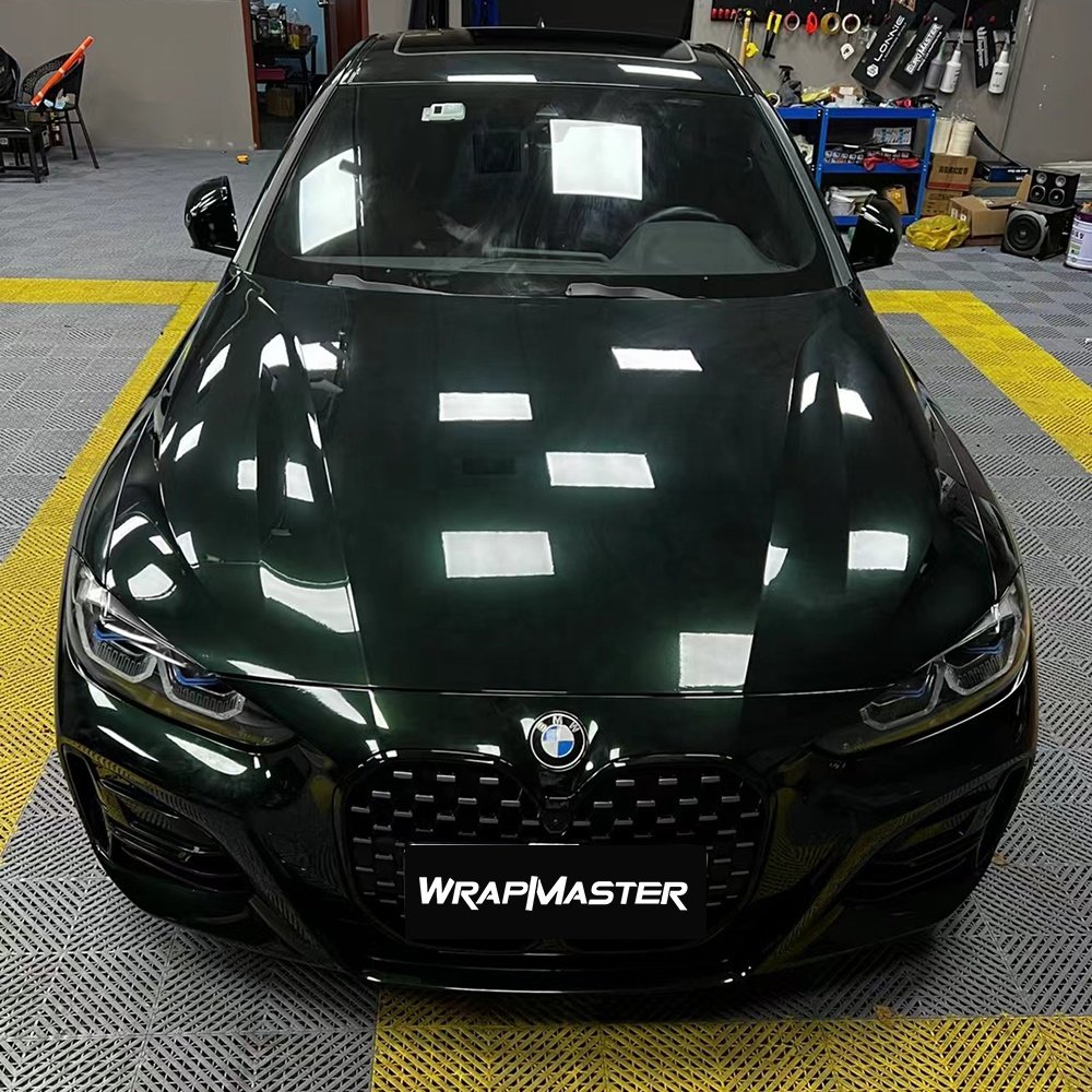 WRAPMASTER 5*59FT New Arrival Emerald Green Car Wrap Vinyl Super Gloss Metallic Car Self-adhesive Wrapping Film