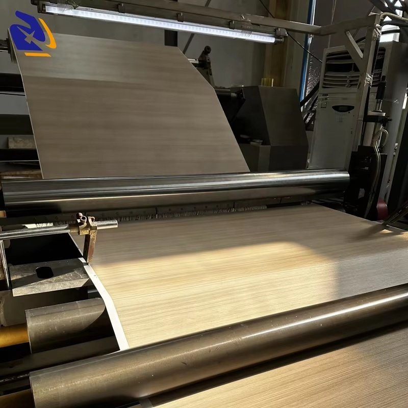 Metallic Wood Horizontal Design Door PVC Decorative Film Deep Horizontal Embossed Dark Color Wooden PVC Film for Door Lamination