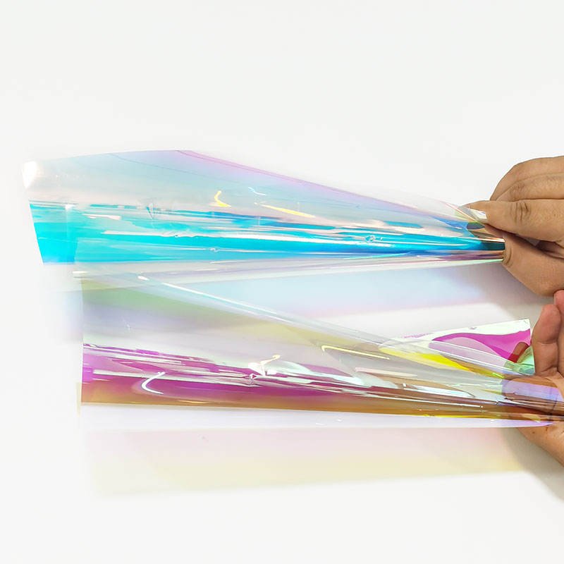 Iridescent Glass-looking Dichroic PET Rainbow Film Iridescent Plastic Film Pink Pet Rainbow Film