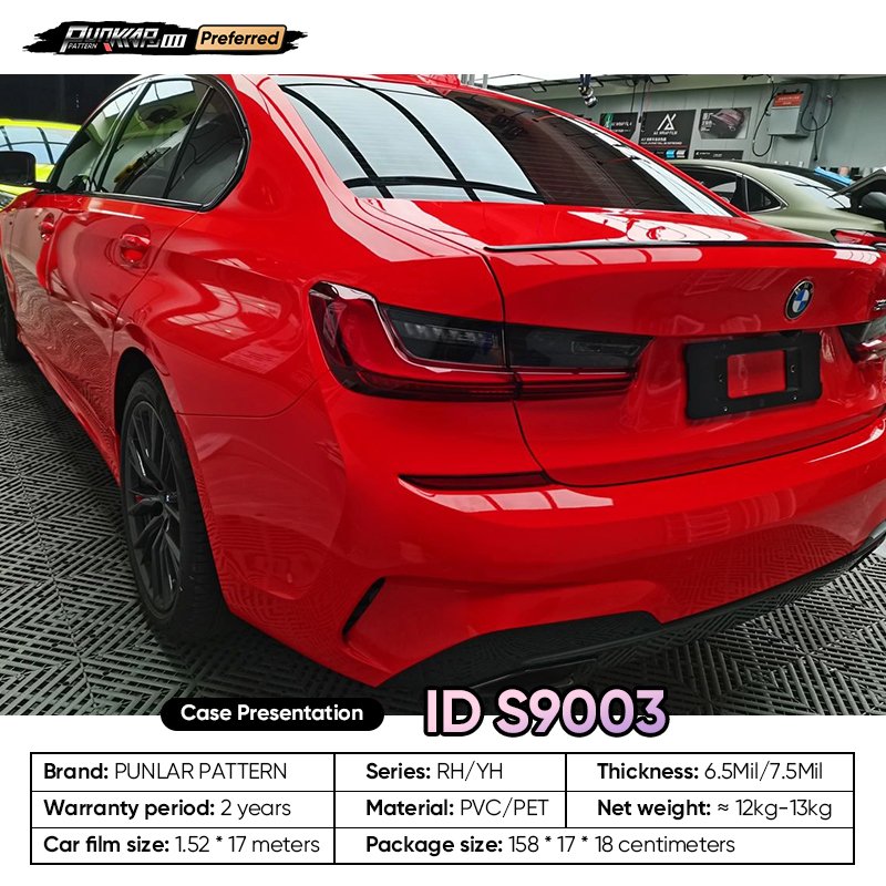 Customizable OEM Red PET Vinyl Film High-Gloss PVC Film 1.52 Cm Wide Waterproof Color-Changing Film