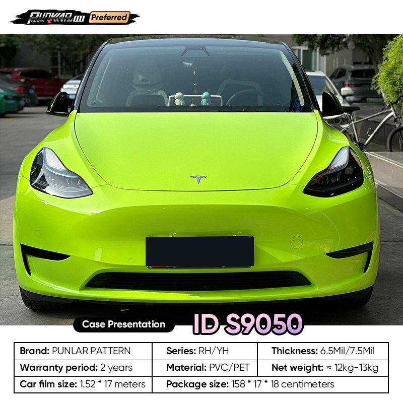 Customizable OEM Green PET Vinyl Film High-Gloss PVC Film 1.52 Cm Wide Waterproof Color-Changing Film