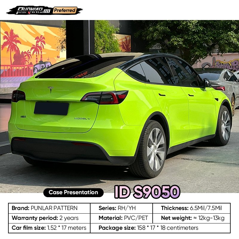 Customizable OEM Green PET Vinyl Film High-Gloss PVC Film 1.52 Cm Wide Waterproof Color-Changing Film