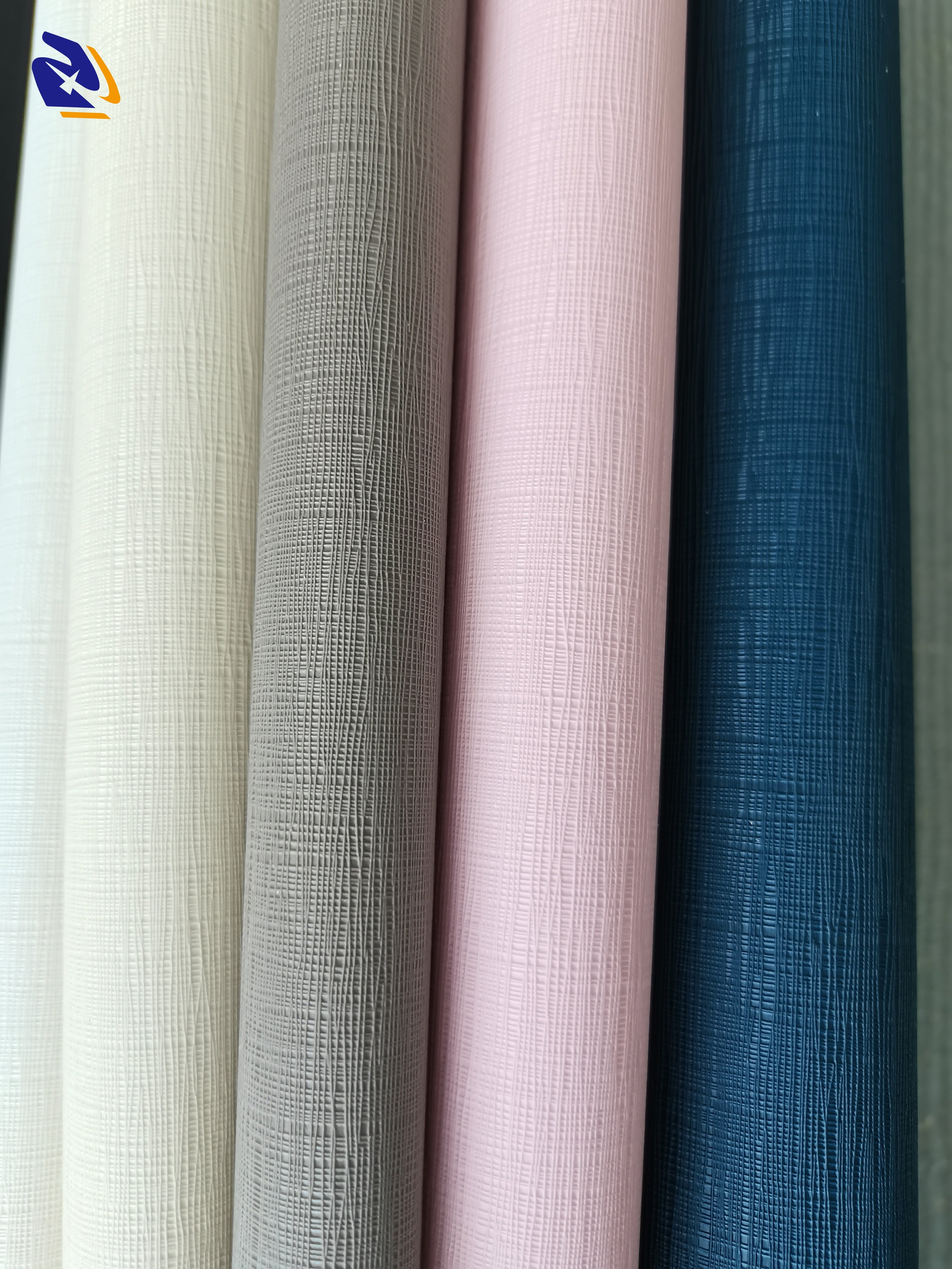 Fabric Effect Solid Color Water Proof PVC Decorative Film For Wall Panel Furniture PVC Sheet For Laminating Home Decor Vacuum