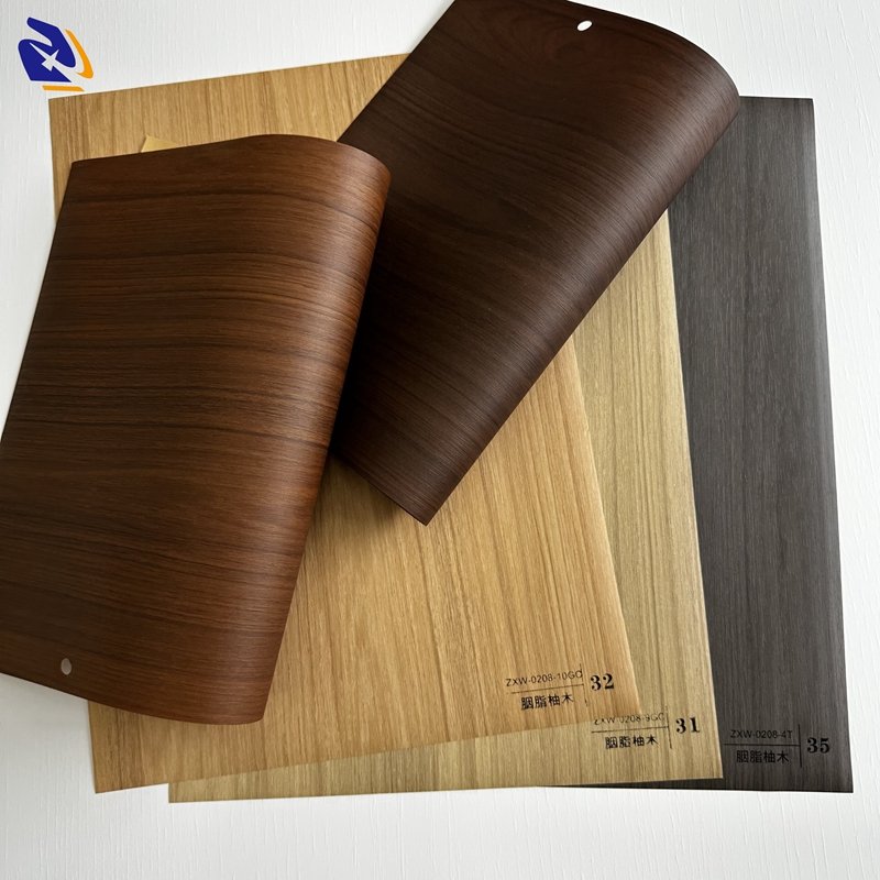 Not Self-Adhesive Wood Grain PVC Decorative Film For MDF charcoal Board Wall Panel Embossed Wooden Color PVC Sheet For Door