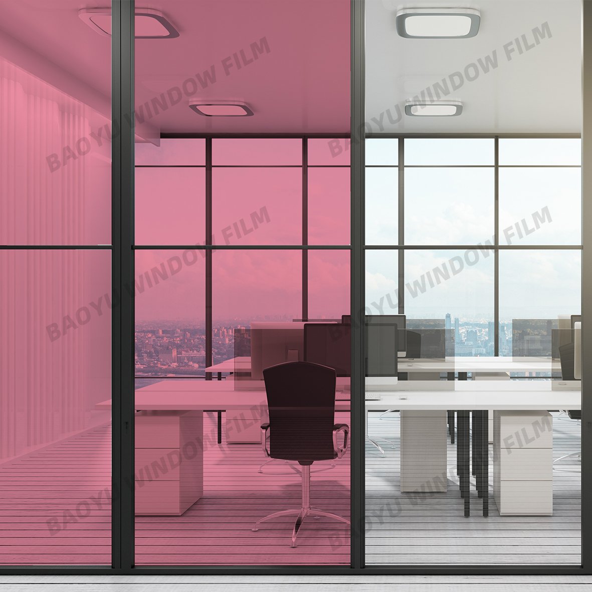 home Block UV colorful transparent color film Beautiful Decorative film light pink