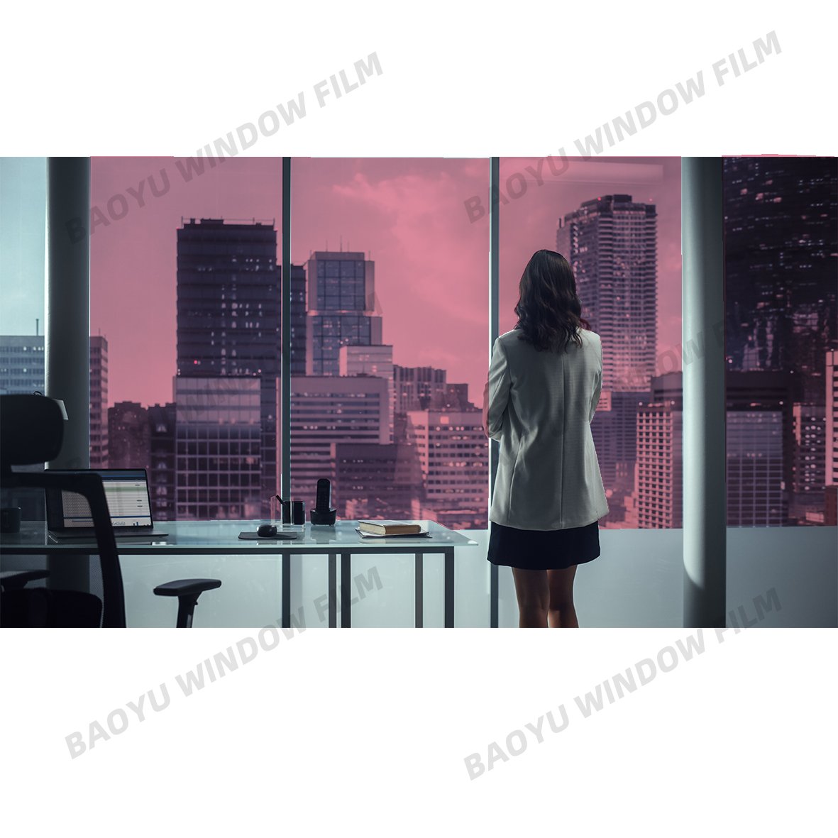 home Block UV colorful transparent color film Beautiful Decorative film light pink