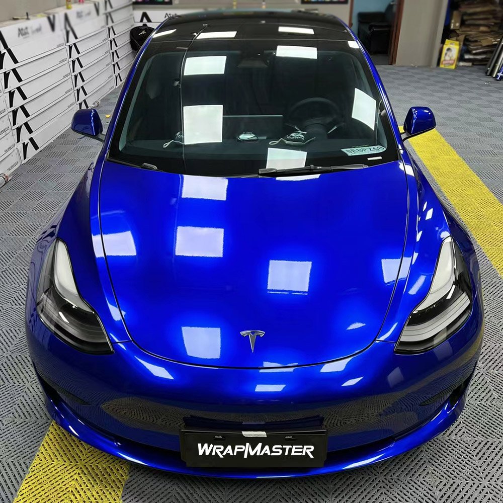 Easy Installation Vehicle Paint Protective Foil PET Metallic Liquid Ocean Blue Automotive Vinyl Wraps