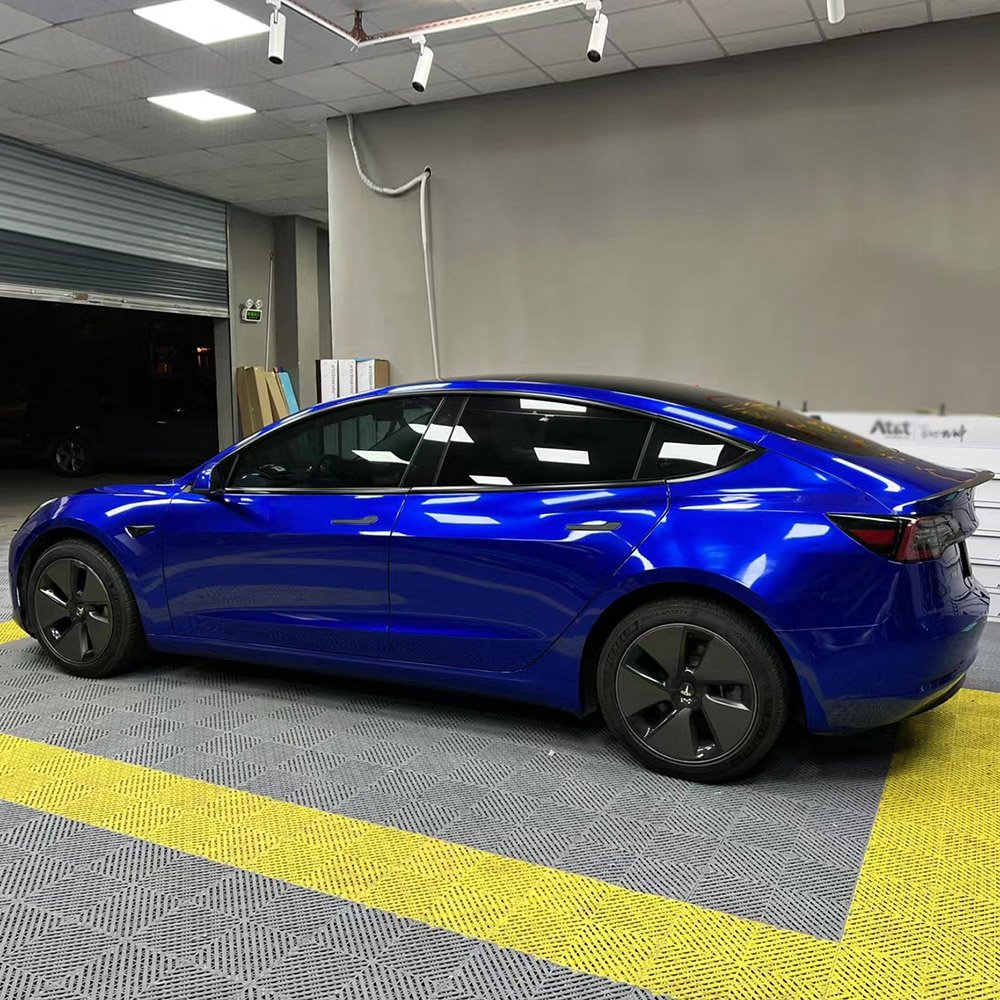 Easy Installation Vehicle Paint Protective Foil PET Metallic Liquid Ocean Blue Automotive Vinyl Wraps