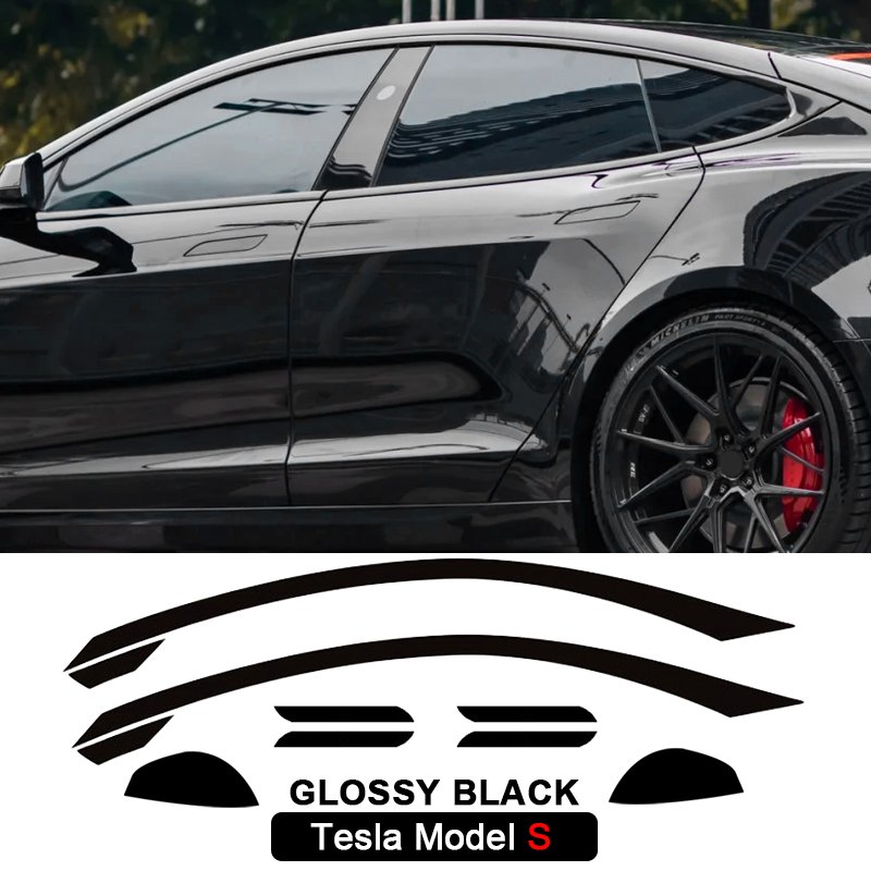 Suitable for Tesla MODEL S bright black protective roof film decoration suspension roof modification black PET film