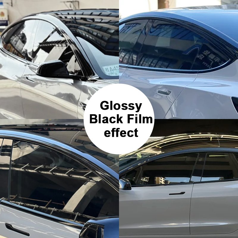 Suitable for Tesla MODEL S bright black protective roof film decoration suspension roof modification black PET film