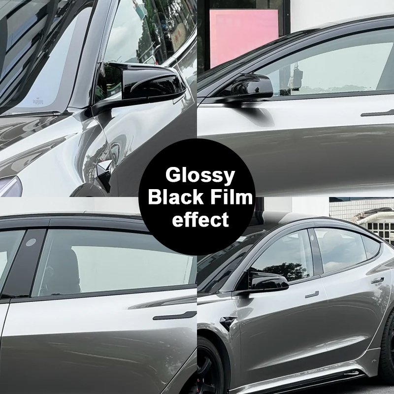 Suitable for Tesla MODEL S bright black protective roof film decoration suspension roof modification black PET film