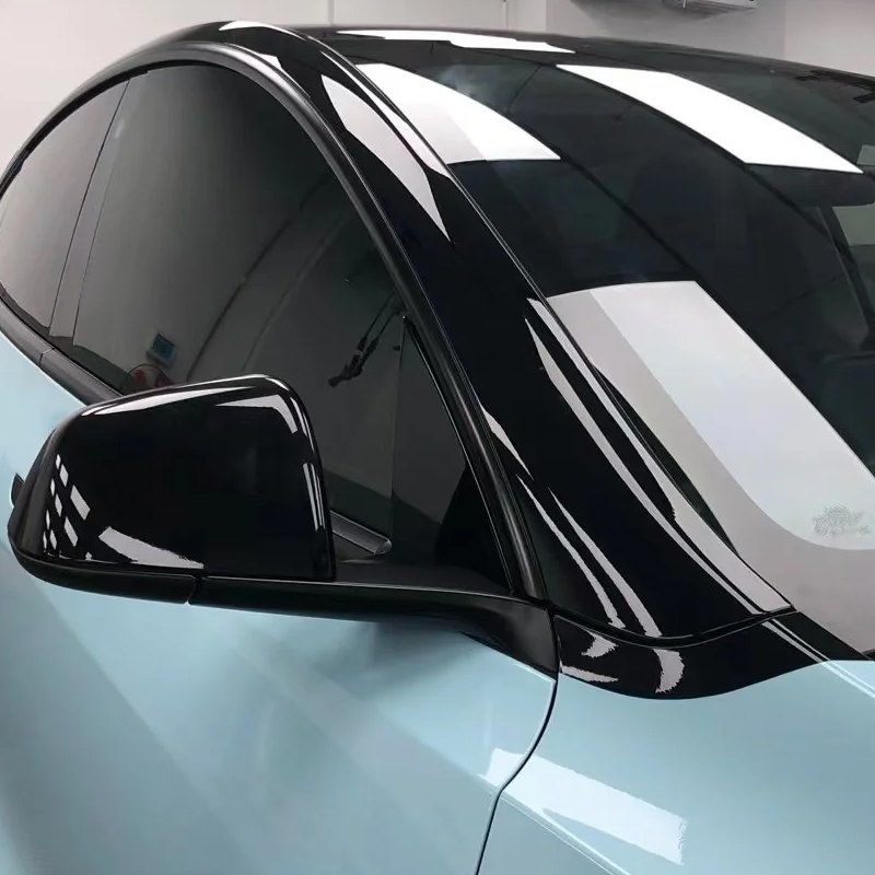 Suitable for Tesla MODEL S bright black protective roof film decoration suspension roof modification black PET film