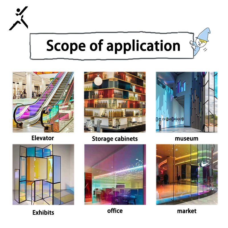 60*100ft Colorful Building Clear Water Green window Glass Films Decoration anti Scratch Colorful film for Architectural Glass